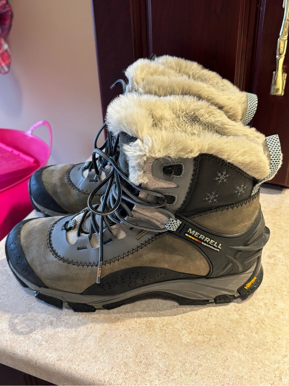 Merrell Gray Women's Fur‑Trim Winter Hiking Boots